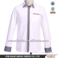 New design Slim fit 100%Cotton Satin White men's Casual shirt with long sleeve